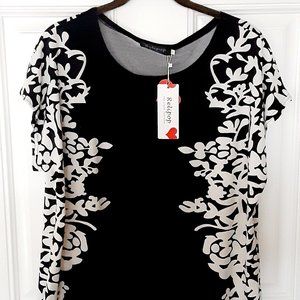 Relipop Black/White Floral Blouse